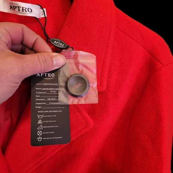 NWT Red Wool Coat xl Double Breasted Pea Coat - Picture 6 of 16